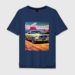 Футболка оверсайз мужская Авто Мустанг, цвет: тёмно-синий