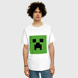 Футболка оверсайз мужская Minecraft creeper face, цвет: белый — фото 2