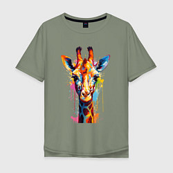 Мужская футболка оверсайз Граффити с жирафом