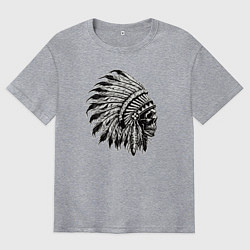 Футболка оверсайз мужская Индеец шаман, цвет: меланж