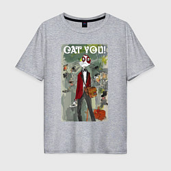 Мужская футболка оверсайз Cat you - future meme