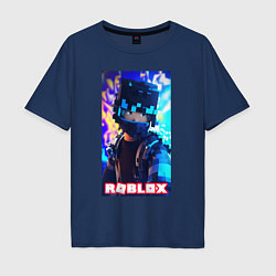 Футболка оверсайз мужская Roblox cyberpunk style, цвет: тёмно-синий