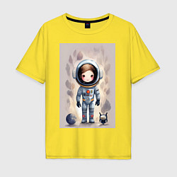 Мужская футболка оверсайз Милый маленький космонавт - нейросеть