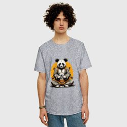 Футболка оверсайз мужская Панда на медитации, цвет: меланж — фото 2