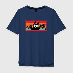 Мужская футболка оверсайз Мемный кот ретро - с револьверами