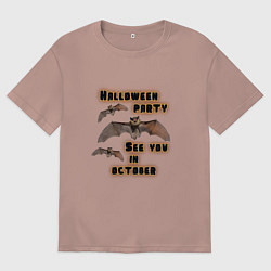 Футболка оверсайз мужская Хэллоуин, весёлая вечеринка, цвет: пыльно-розовый
