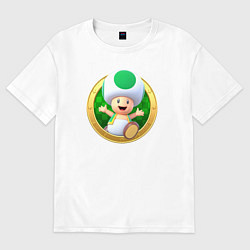 Футболка оверсайз мужская Тоад значок, цвет: белый