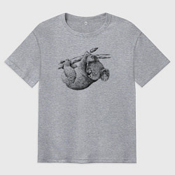 Футболка оверсайз мужская Коала висит на ветке, цвет: меланж