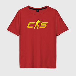 Футболка оверсайз мужская CS2 yellow logo, цвет: красный