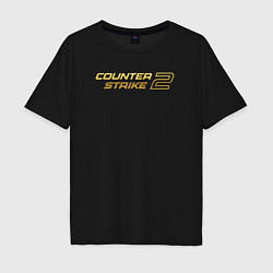 Мужская футболка оверсайз Counter strike 2 gold logo