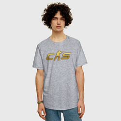 Футболка оверсайз мужская CS 2 gold logo, цвет: меланж — фото 2