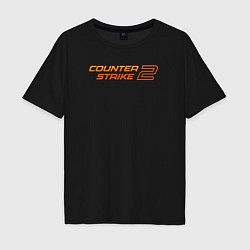 Футболка оверсайз мужская Counter strike 2 orange logo, цвет: черный