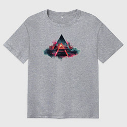 Футболка оверсайз мужская Треугольный мир киберпанка, цвет: меланж