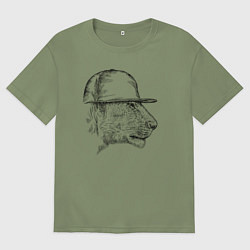 Футболка оверсайз мужская Дикая кошка репер, цвет: авокадо