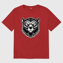 Футболка оверсайз мужская Медвежья голова, цвет: красный