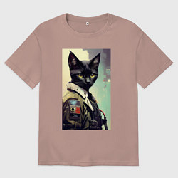 Футболка оверсайз мужская Cool cat - cyberpunk, цвет: пыльно-розовый