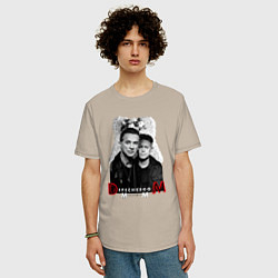 Футболка оверсайз мужская Depeche Mode - Dave Gahan and Martin Gore, цвет: миндальный — фото 2