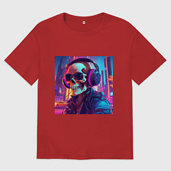 Мужская футболка оверсайз Скелет в темных очках