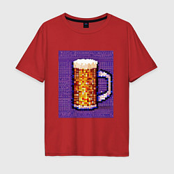 Футболка оверсайз мужская Бокал пенного пива, цвет: красный