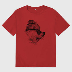 Футболка оверсайз мужская Морская свинка модная, цвет: красный