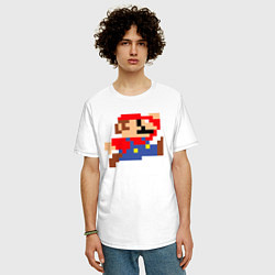Футболка оверсайз мужская Пиксельный Марио, цвет: белый — фото 2