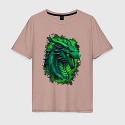Мужская футболка оверсайз Дракон 2024 зеленый