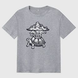 Футболка оверсайз мужская Слоны на черепахе, цвет: меланж