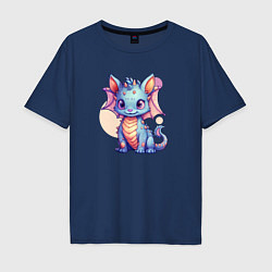 Мужская футболка оверсайз Cute dragon cat