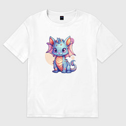 Футболка оверсайз мужская Cute dragon cat, цвет: белый