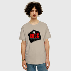 Футболка оверсайз мужская Rock forever, цвет: миндальный — фото 2