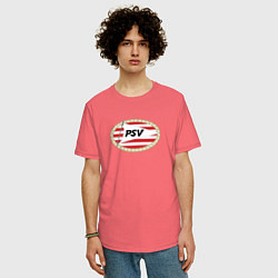 Футболка оверсайз мужская Psv sport fc, цвет: коралловый — фото 2