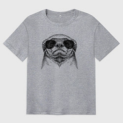 Футболка оверсайз мужская Медоед в очках, цвет: меланж