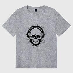 Футболка оверсайз мужская Смеющийся череп, цвет: меланж