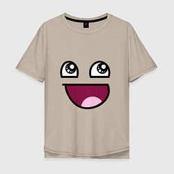 Мужская футболка оверсайз Trollface глаза с улыбкой