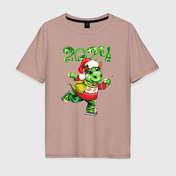 Мужская футболка оверсайз Новогодний дракон 2024