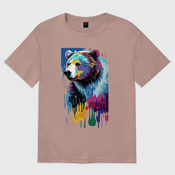 Футболка оверсайз мужская Color bear - painting - neural network, цвет: пыльно-розовый