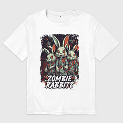 Футболка оверсайз мужская Зомби кролики, цвет: белый