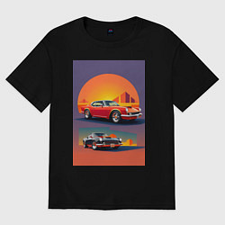 Мужская футболка оверсайз Ретро спорт кар