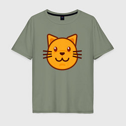 Мужская футболка оверсайз Оранжевый котик счастлив