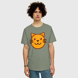 Футболка оверсайз мужская Оранжевый котик счастлив, цвет: авокадо — фото 2