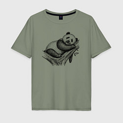 Мужская футболка оверсайз Панда жует бамбук