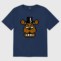 Футболка оверсайз мужская Фредди пиксельный, цвет: тёмно-синий