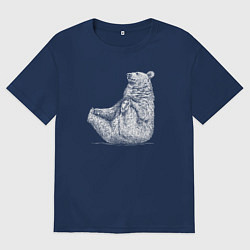 Футболка оверсайз мужская Медведь сидит балдеет, цвет: тёмно-синий