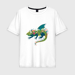 Мужская футболка оверсайз Забавный зеленый дракон ящерица символ 2024 года