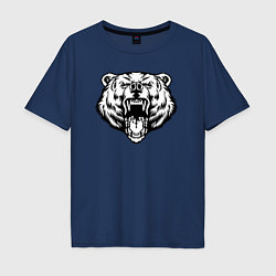 Футболка оверсайз мужская Head bear, цвет: тёмно-синий