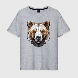 Мужская футболка оверсайз Медведь полигональный