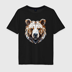 Мужская футболка оверсайз Медведь полигональный