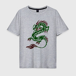Мужская футболка оверсайз Символ года - зелёный дракон