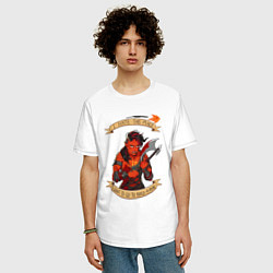 Футболка оверсайз мужская Карлах злится - Baldurs Gate 3, цвет: белый — фото 2