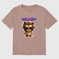 Футболка оверсайз мужская Пиксельный еж в очках, цвет: пыльно-розовый